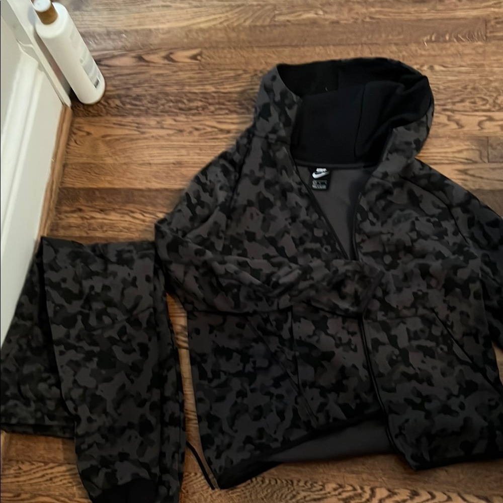 Nike Black Zip Jacket & Pant with Camo Design